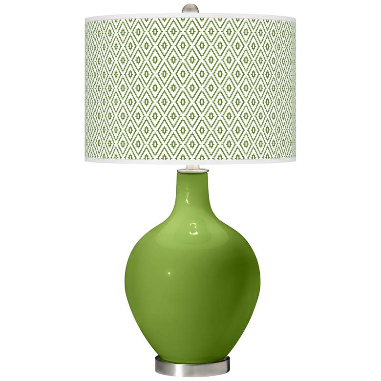 Image 1 Color Plus Ovo 28 1/2" Diamonds Shade Gecko Green Glass Table Lamp