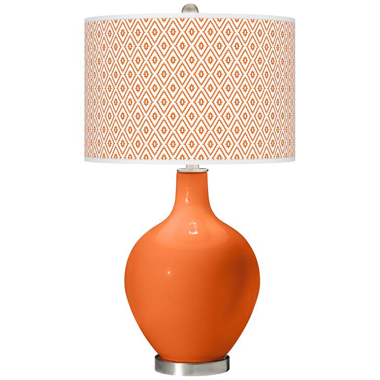 Image 1 Color Plus Ovo 28 1/2" Diamonds Shade Invigorate Orange Table Lamp