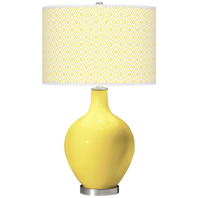 Image 1 Color Plus Ovo 28 1/2" Diamonds Shade Lemon Twist Yellow Table Lamp