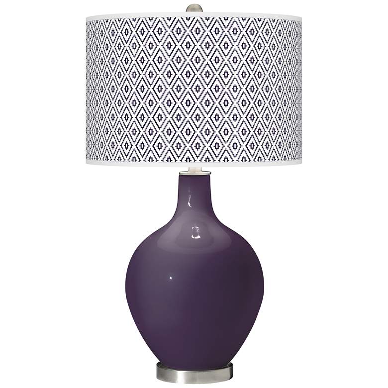 Image 1 Color Plus Ovo 28 1/2" Diamonds Shade Quixotic Plum Purple Table Lamp