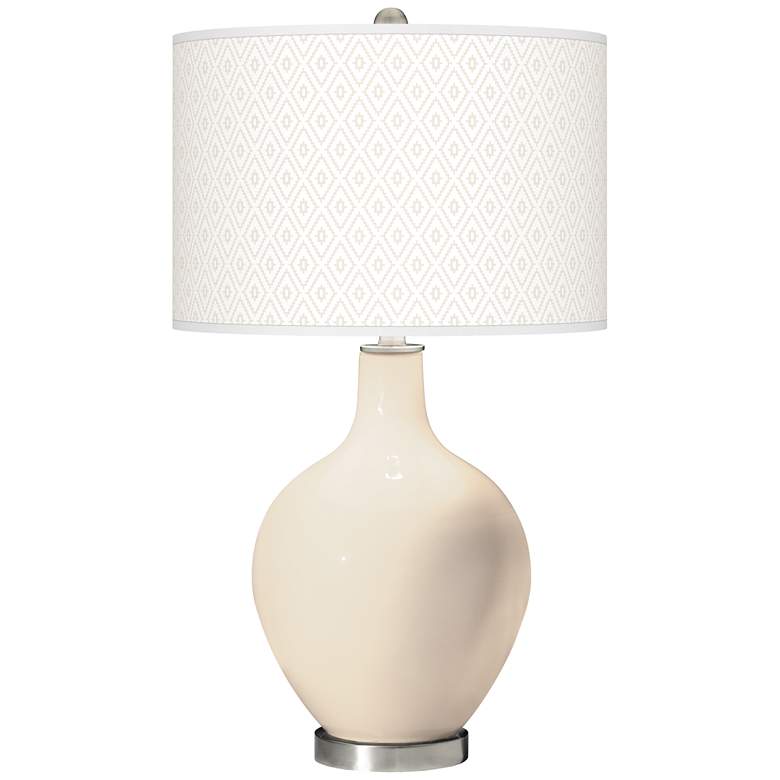 Image 1 Color Plus Ovo 28 1/2" Diamonds Shade Steamed Milk White Table Lamp