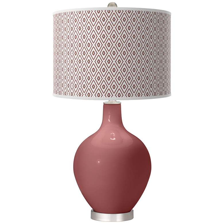 Image 1 Color Plus Ovo 28 1/2" Diamonds Shade Toile Red Table Lamp