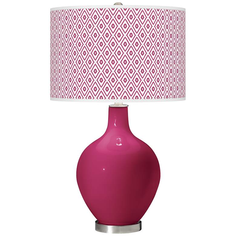 Image 1 Color Plus Ovo 28 1/2" Diamonds Shade Vivacious Pink Table Lamp