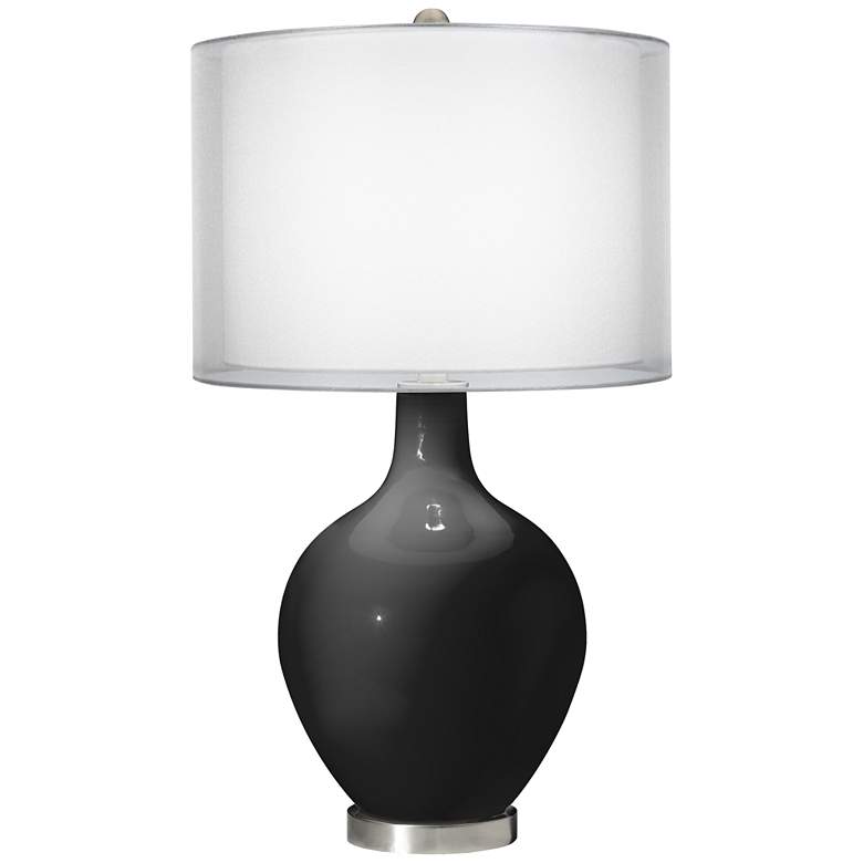 Image 1 Color Plus Ovo 28 1/2" Double Sheer Shade with Tricorn Black Lamp