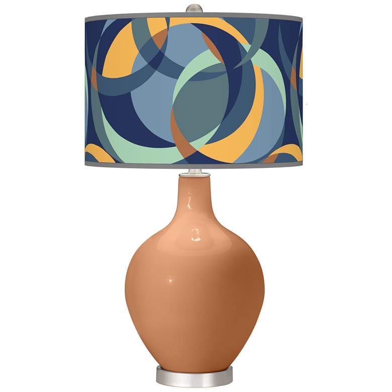 Image 1 Color Plus Ovo 28 1/2" Drifting Circles Shade Burnt Almond Brown Lamp