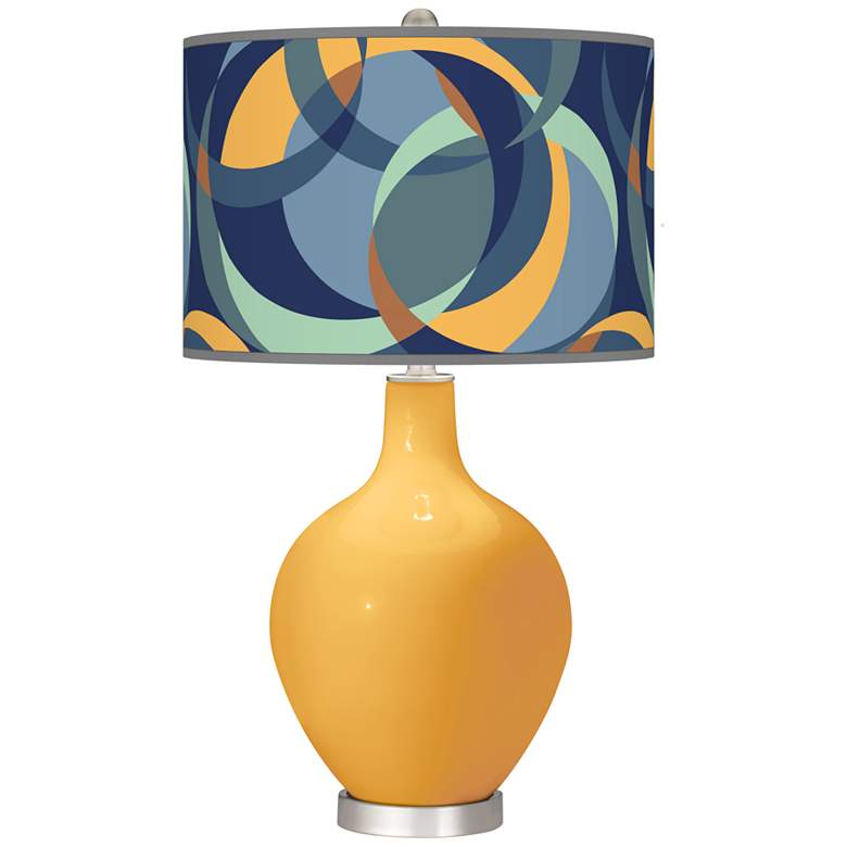 Image 1 Color Plus Ovo 28 1/2" Drifting Circles Shade Marigold Yellow Lamp