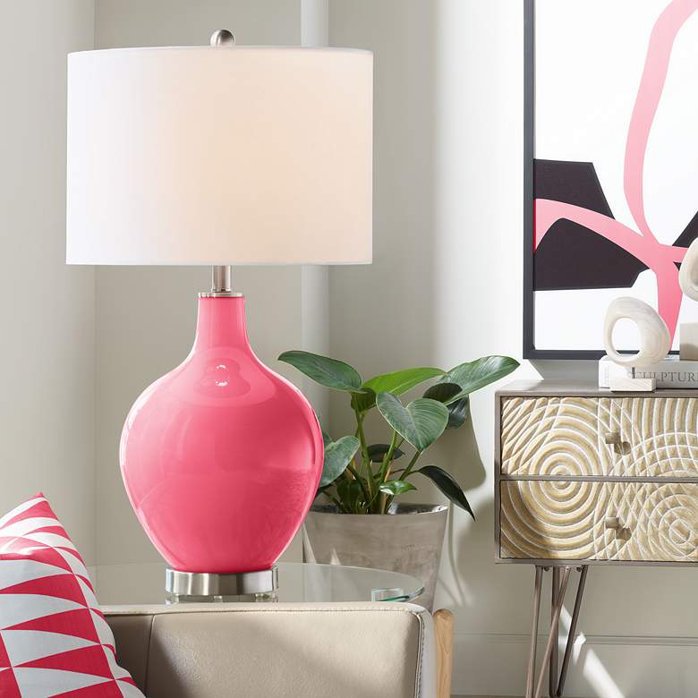 Image 1 Color Plus Ovo 28 1/2" Eros Pink Table Lamp