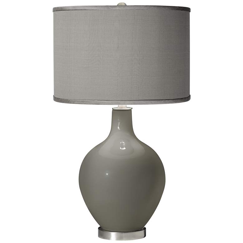 Image 1 Color Plus Ovo 28 1/2" Faux Silk Shade Gauntlet Gray Table Lamp