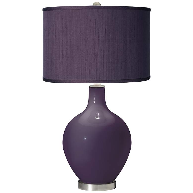 Image 1 Color Plus Ovo 28 1/2" Faux Silk Shade Quixotic Plum Purple Table Lamp