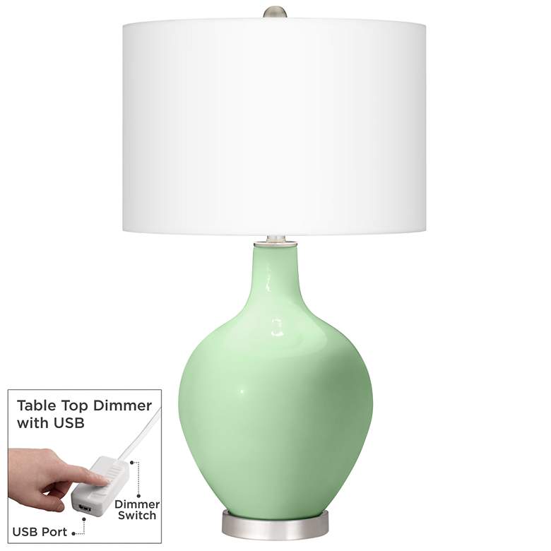Image 1 Color Plus Ovo 28 1/2" Flower Stem Green Table Lamp with USB Dimmer