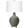 Color Plus Ovo 28 1/2" Fog Linen Shade Pewter Green Table Lamp