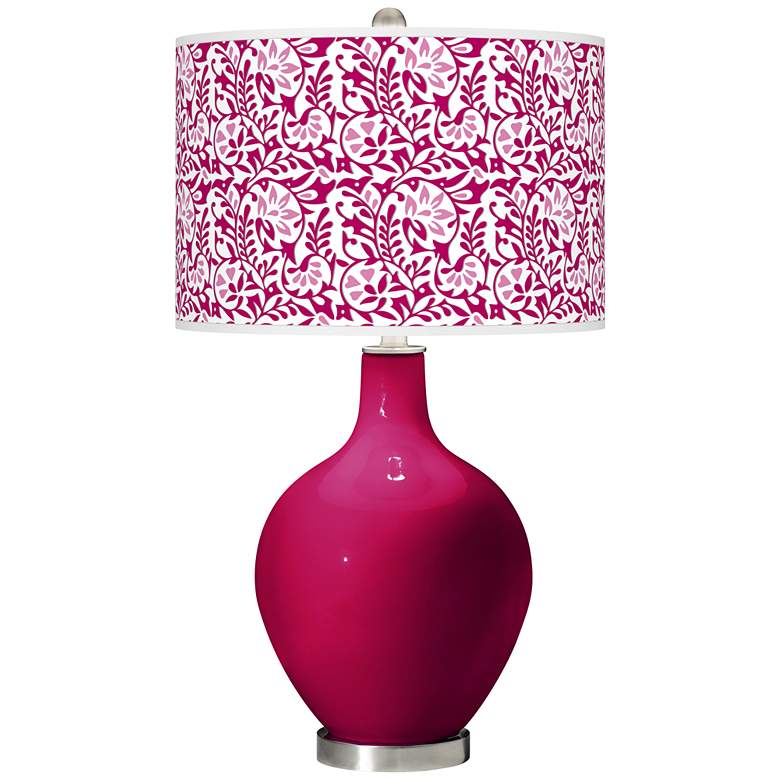 Image 1 Color Plus Ovo 28 1/2" Gardenia Shade French Burgundy Red Table Lamp
