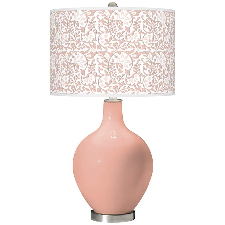 Image 1 Color Plus Ovo 28 1/2" Gardenia Shade Mellow Coral Pink Table Lamp