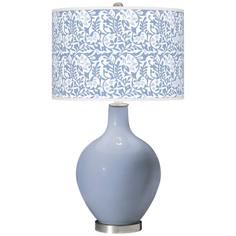 Image 1 Color Plus Ovo 28 1/2" Gardenia Shade Sky Blue Table Lamp