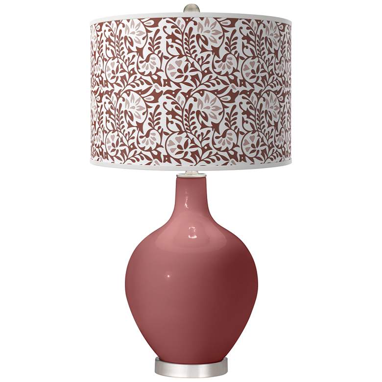 Image 1 Color Plus Ovo 28 1/2" Gardenia Shade Toile Red Table Lamp