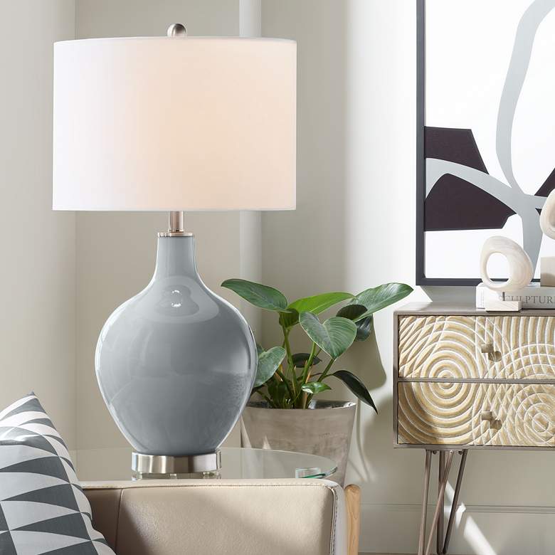 Image 1 Color Plus Ovo 28 1/2" Glass Software Gray Table Lamp
