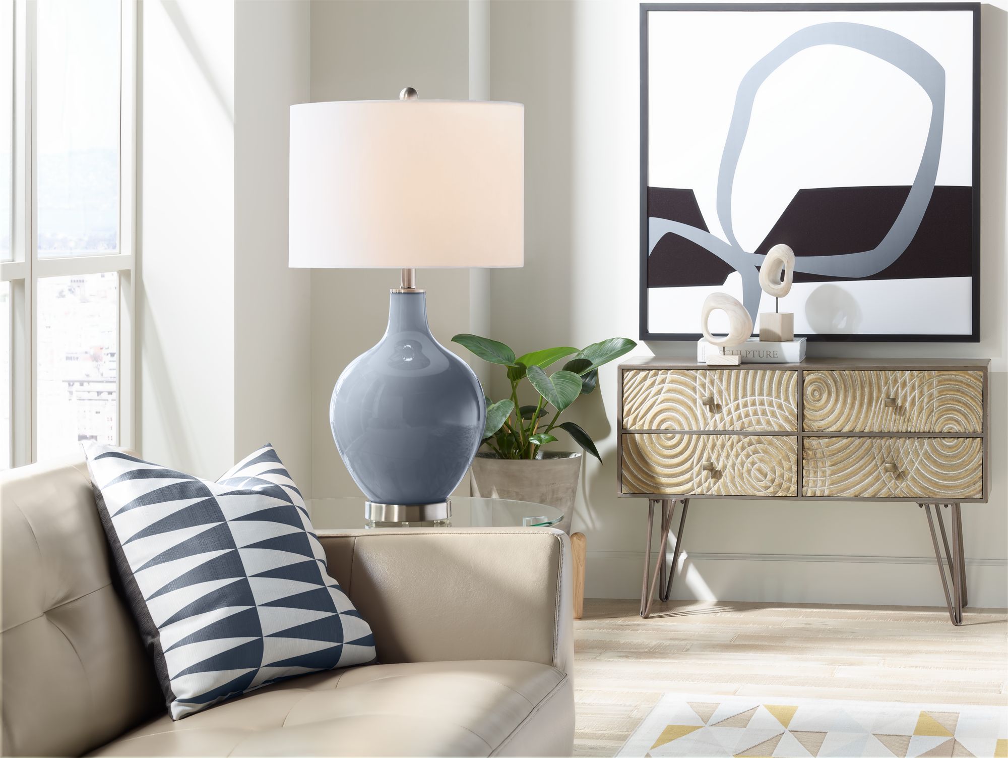 Image 3 Color Plus Ovo 28 1/2" Granite Peak Gray Table Lamp more views