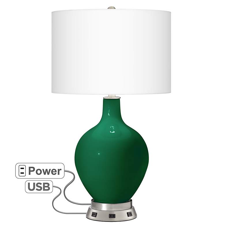 Image 1 Color Plus Ovo 28 1/2" Greens Table Lamp with USB Workstation Base