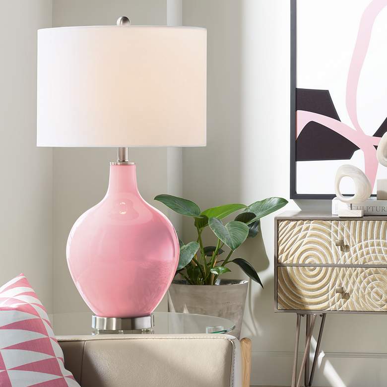 Image 1 Color Plus Ovo 28 1/2 inch Haute Pink Table Lamp