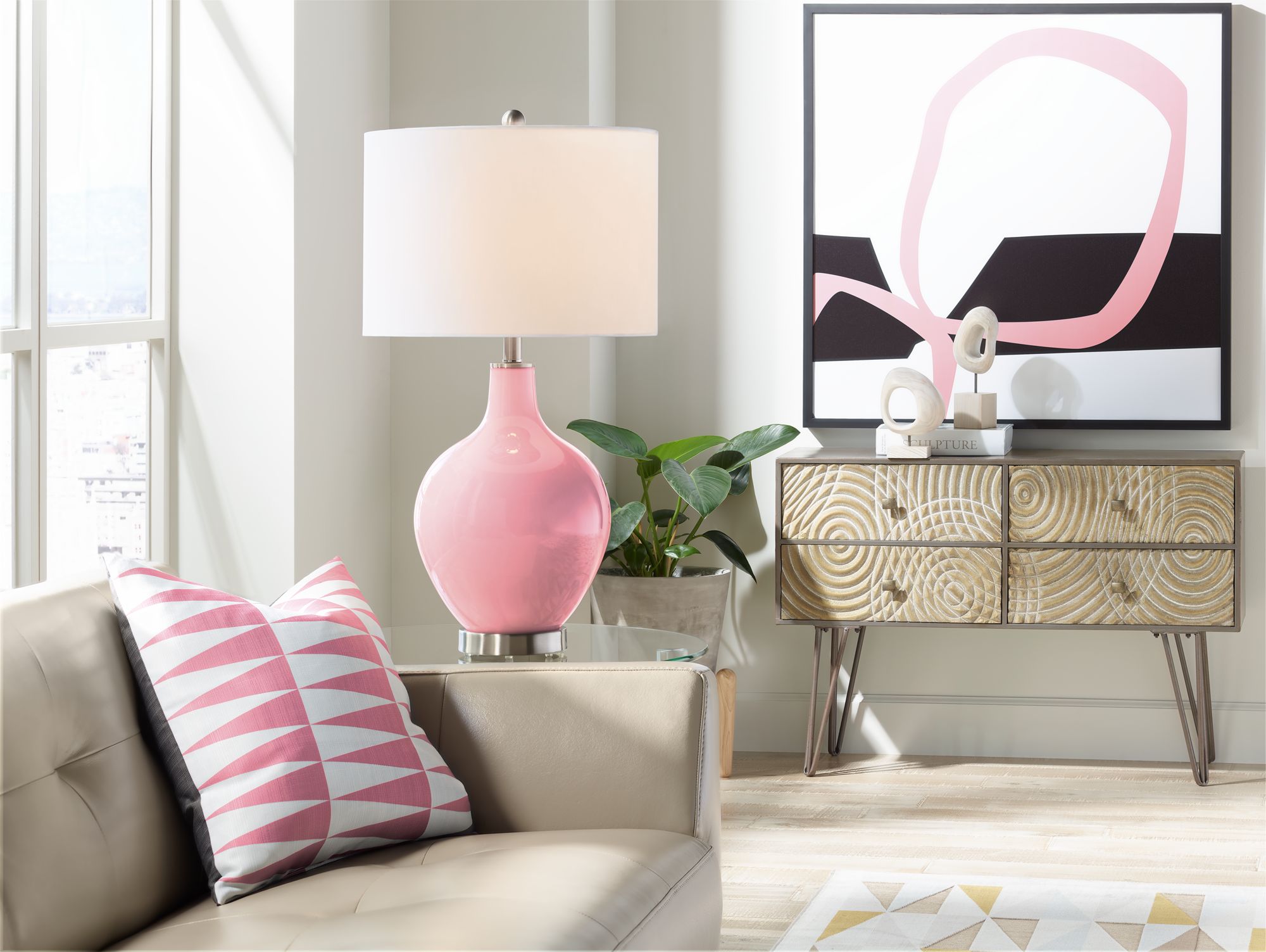 Image 3 Color Plus Ovo 28 1/2" Haute Pink Table Lamp more views