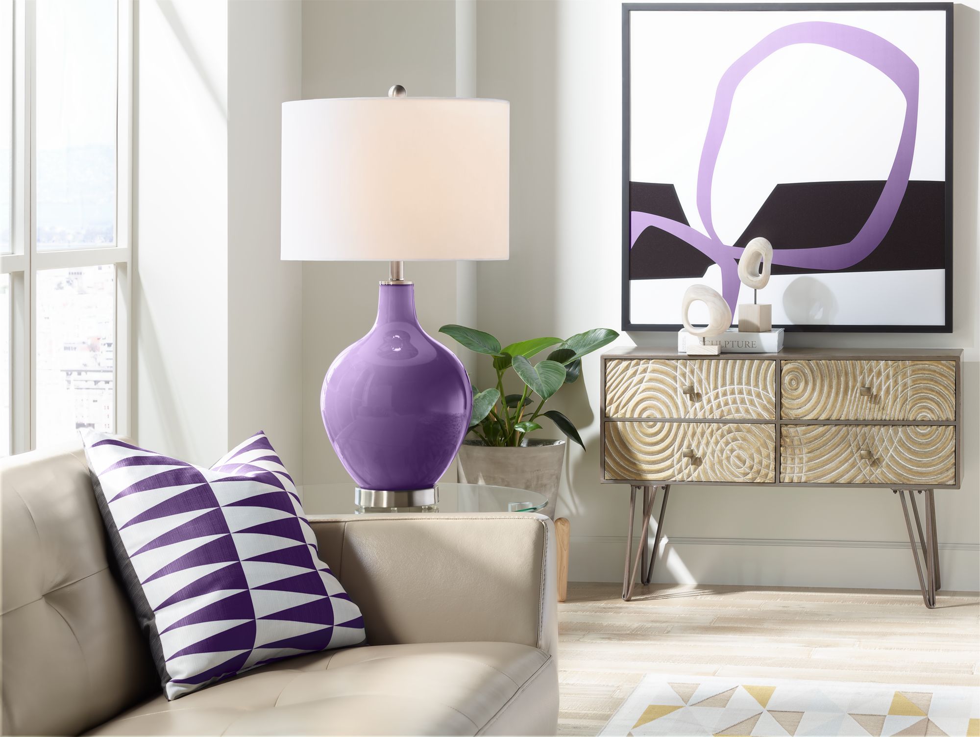 Image 3 Color Plus Ovo 28 1/2" High Acai Purple Glass Table Lamp more views