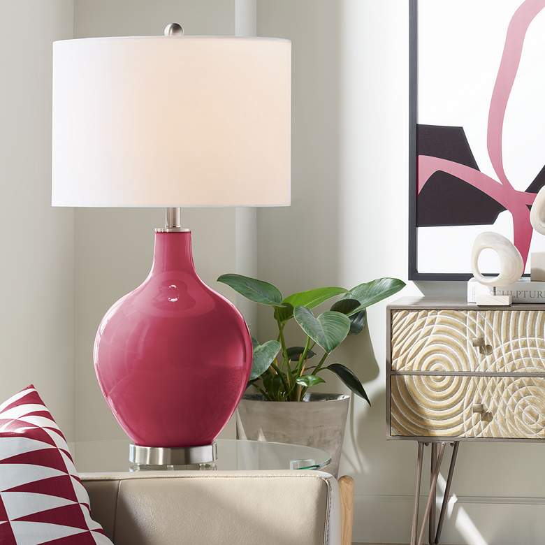 Image 1 Color Plus Ovo 28 1/2" High Antique Red Glass Table Lamp