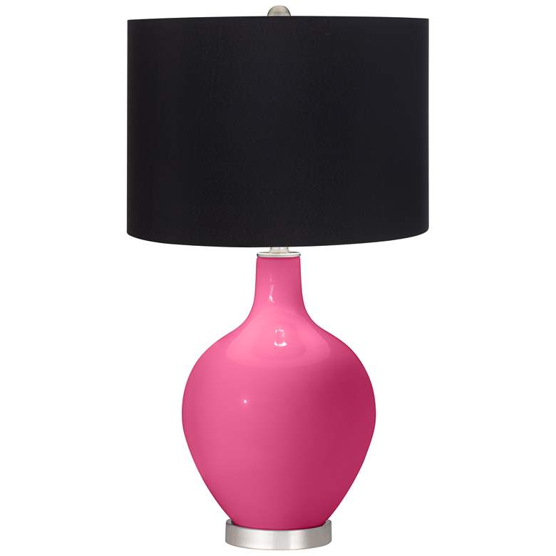 Image 1 Color Plus Ovo 28 1/2" High Black Shade Blossom Pink Table Lamp