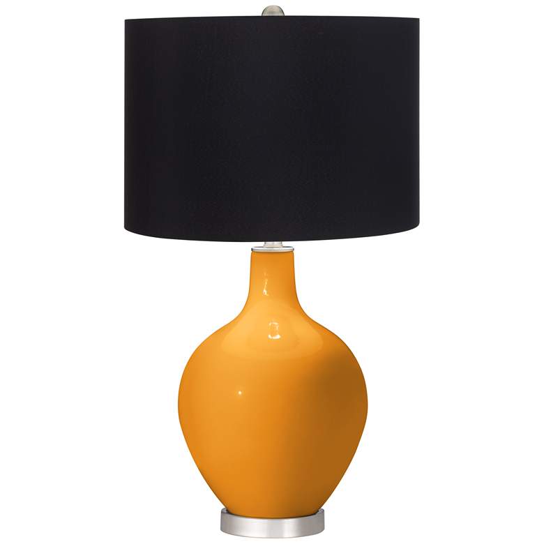Image 1 Color Plus Ovo 28 1/2" High Black Shade Carnival Orange Table Lamp