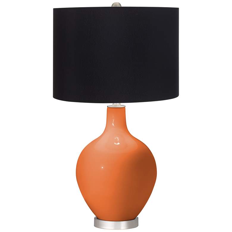 Image 1 Color Plus Ovo 28 1/2" High Black Shade Celosia Orange Table Lamp