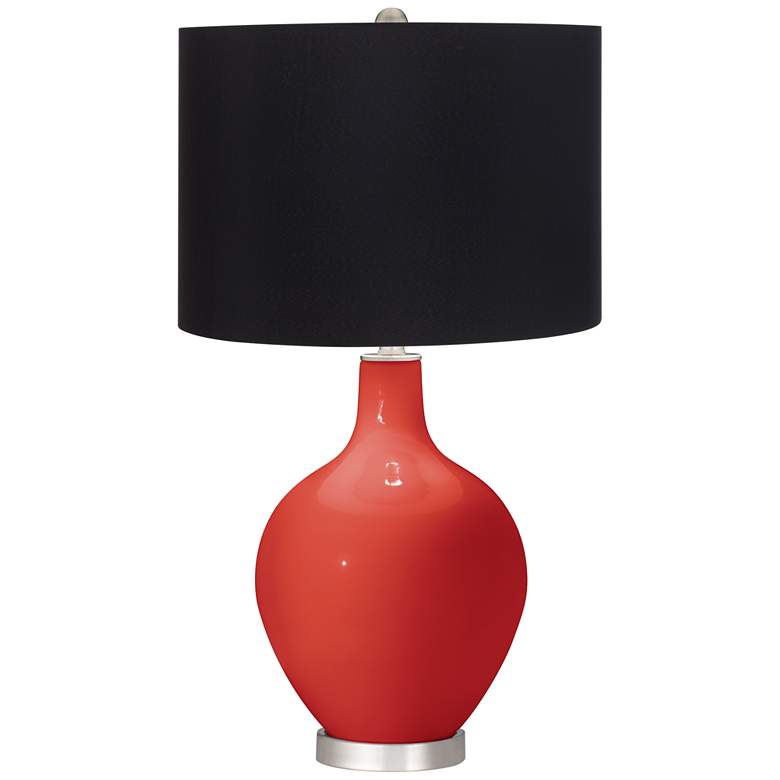 Image 1 Color Plus Ovo 28 1/2" High Black Shade Cherry Tomato Red Table Lamp