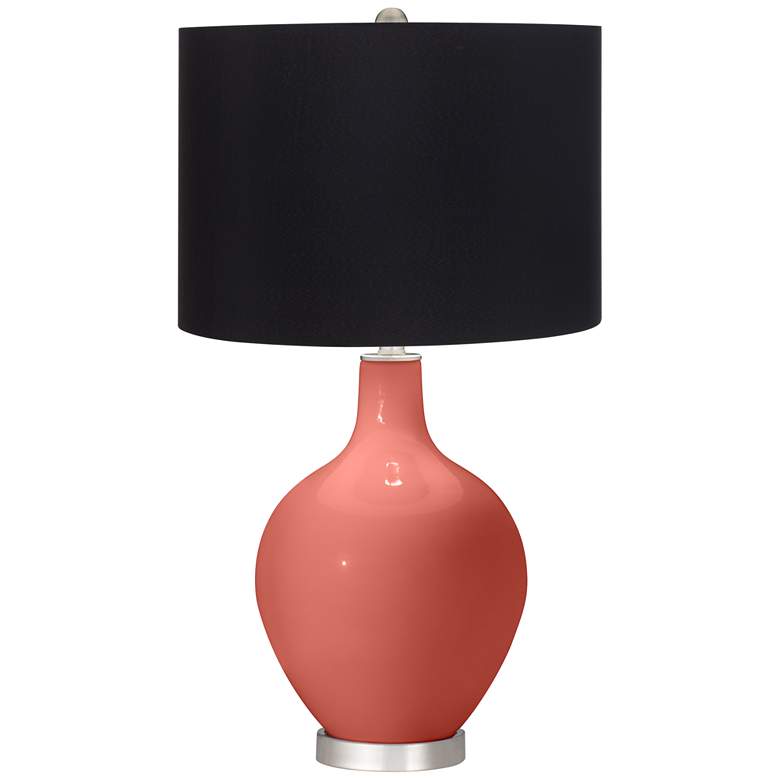 Image 1 Color Plus Ovo 28 1/2" High Black Shade Corral Reef Pink Table Lamp