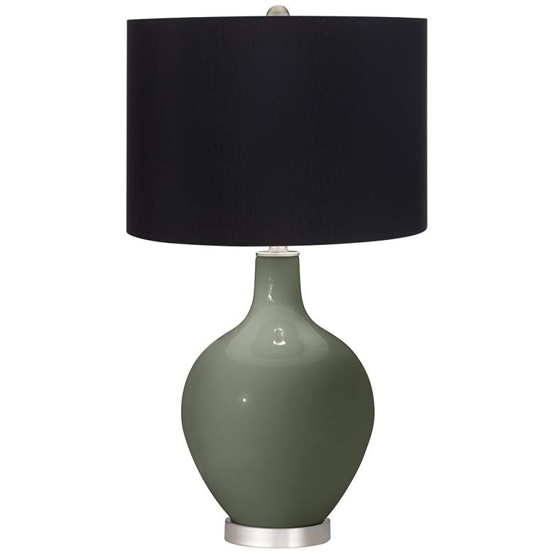 Image 1 Color Plus Ovo 28 1/2" High Black Shade Deep Lichen Green Table Lamp