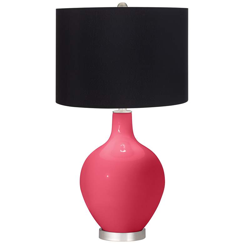 Image 1 Color Plus Ovo 28 1/2" High Black Shade Eros Pink Table Lamp