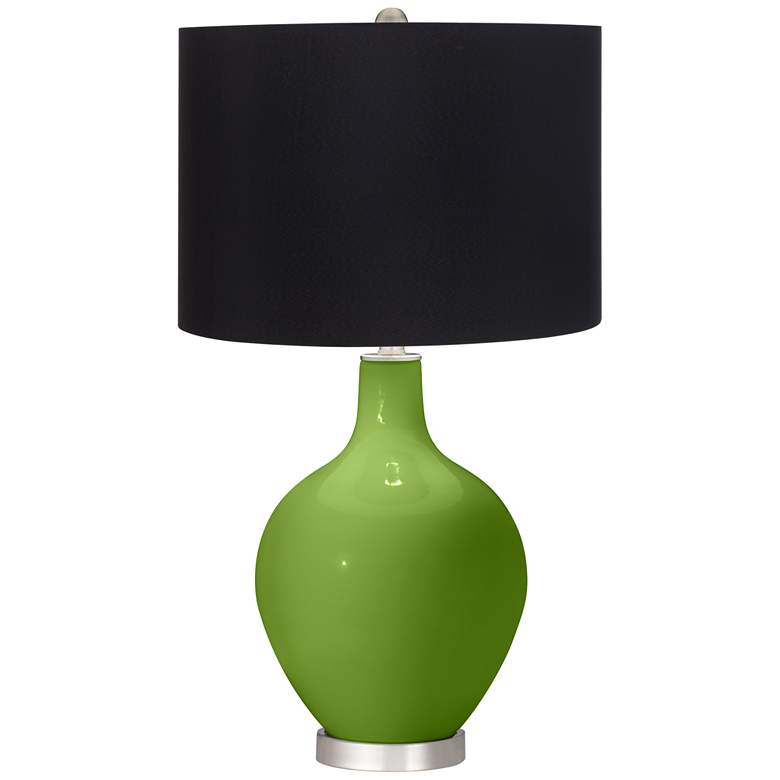 Image 1 Color Plus Ovo 28 1/2" High Black Shade Gecko Green Table Lamp