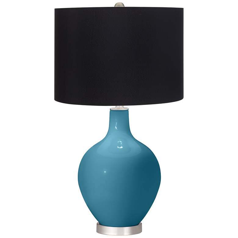 Image 1 Color Plus Ovo 28 1/2" High Black Shade Great Falls Blue Table Lamp