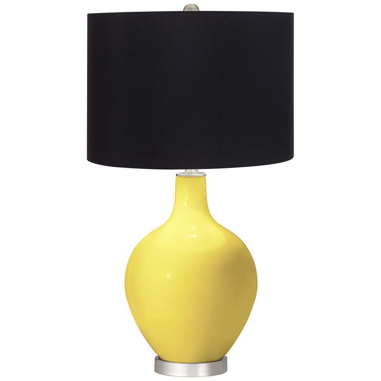 Image 1 Color Plus Ovo 28 1/2" High  Black Shade Lemon Twist Yellow Table Lamp