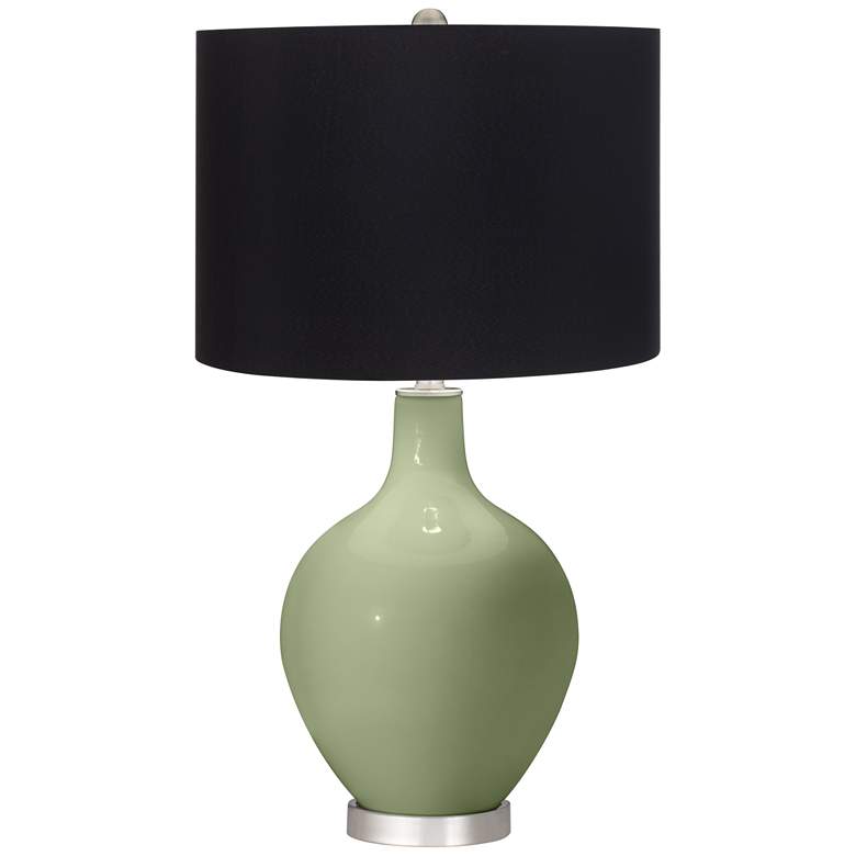 Image 1 Color Plus Ovo 28 1/2" High Black Shade Majolica Green Table Lamp
