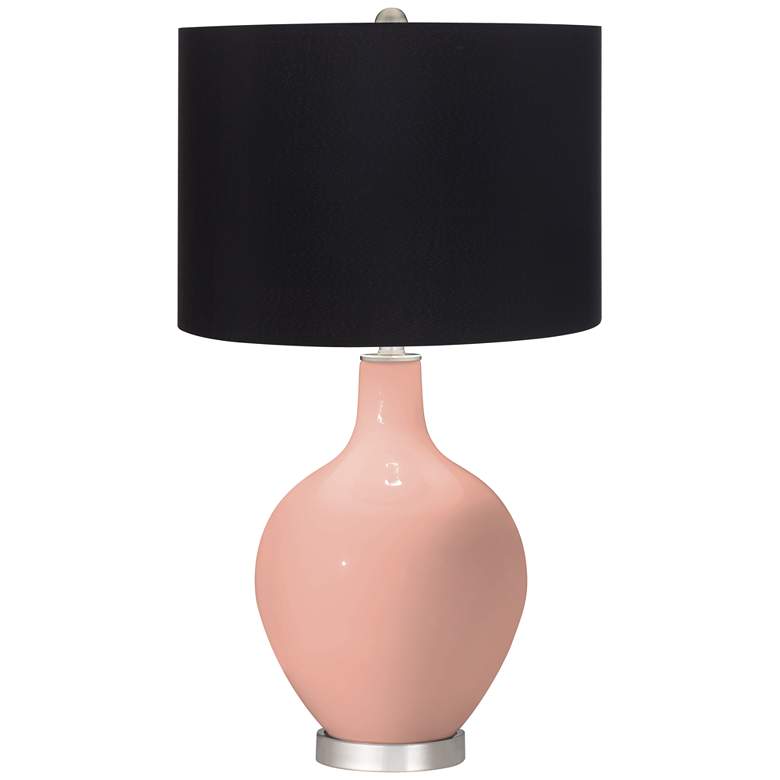 Image 1 Color Plus Ovo 28 1/2" High Black Shade Mellow Coral Pink Table Lamp