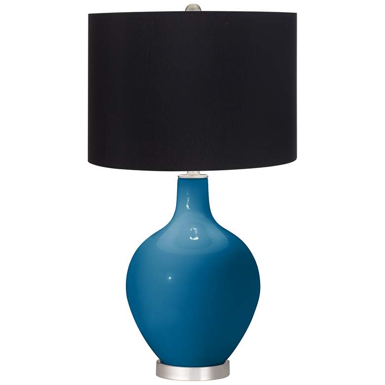 Image 1 Color Plus Ovo 28 1/2" High Black Shade Mykonos Blue Table Lamp
