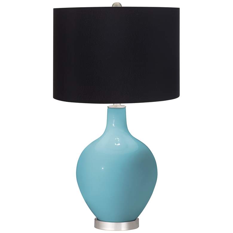 Image 1 Color Plus Ovo 28 1/2" High Black Shade Nautilus Blue Table Lamp