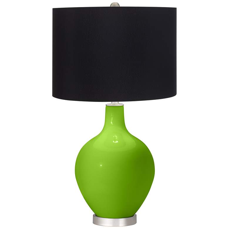 Image 1 Color Plus Ovo 28 1/2" High Black Shade Neon Green Table Lamp