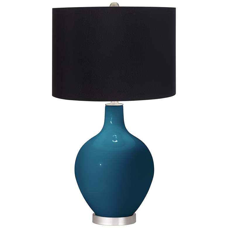 Image 1 Color Plus Ovo 28 1/2" High Black Shade Oceanside Blue Table Lamp