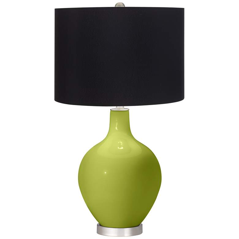 Image 1 Color Plus Ovo 28 1/2" High Black Shade Olive Green Table Lamp