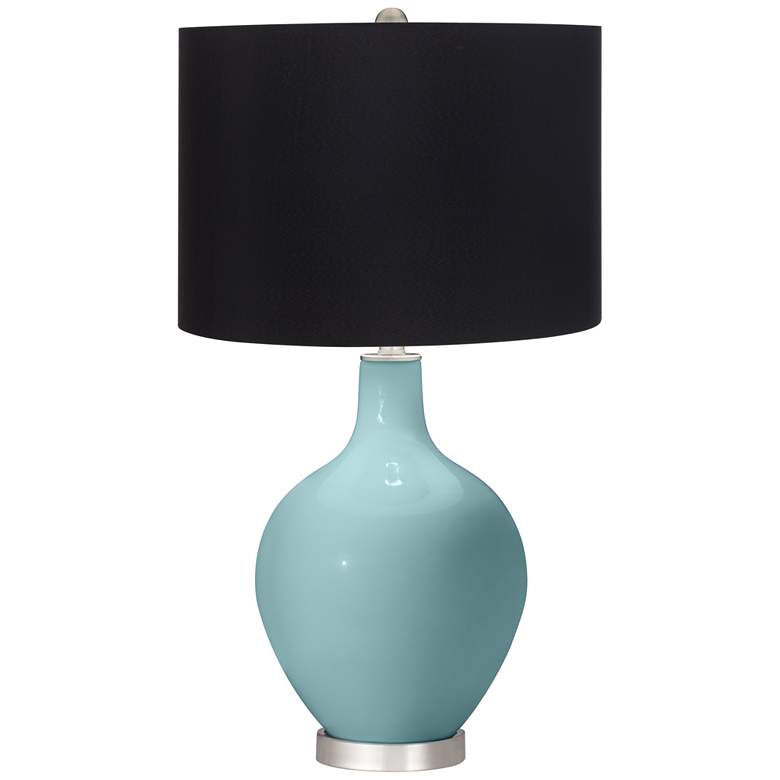 Image 1 Color Plus Ovo 28 1/2" High Black Shade Raindrop Blue Table Lamp