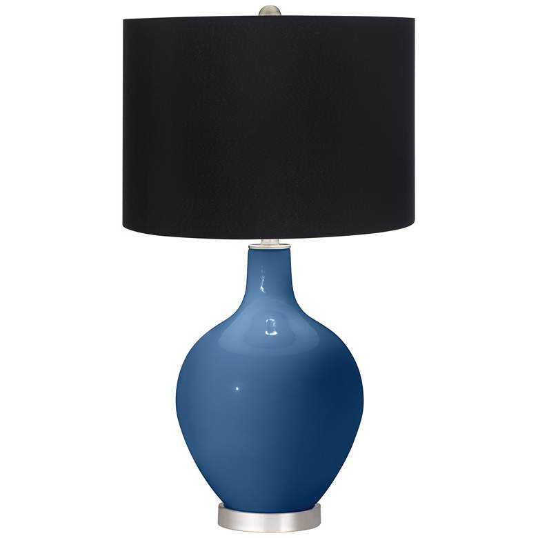 Image 1 Color Plus Ovo 28 1/2" High Black Shade Regatta Blue Table Lamp