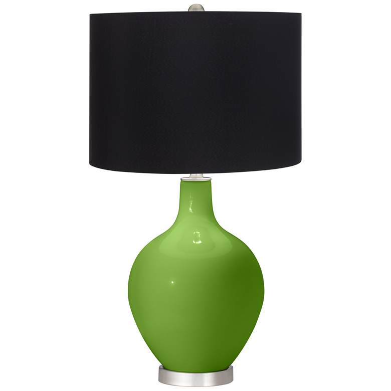 Image 1 Color Plus Ovo 28 1/2" High Black Shade Rosemary Green Table Lamp