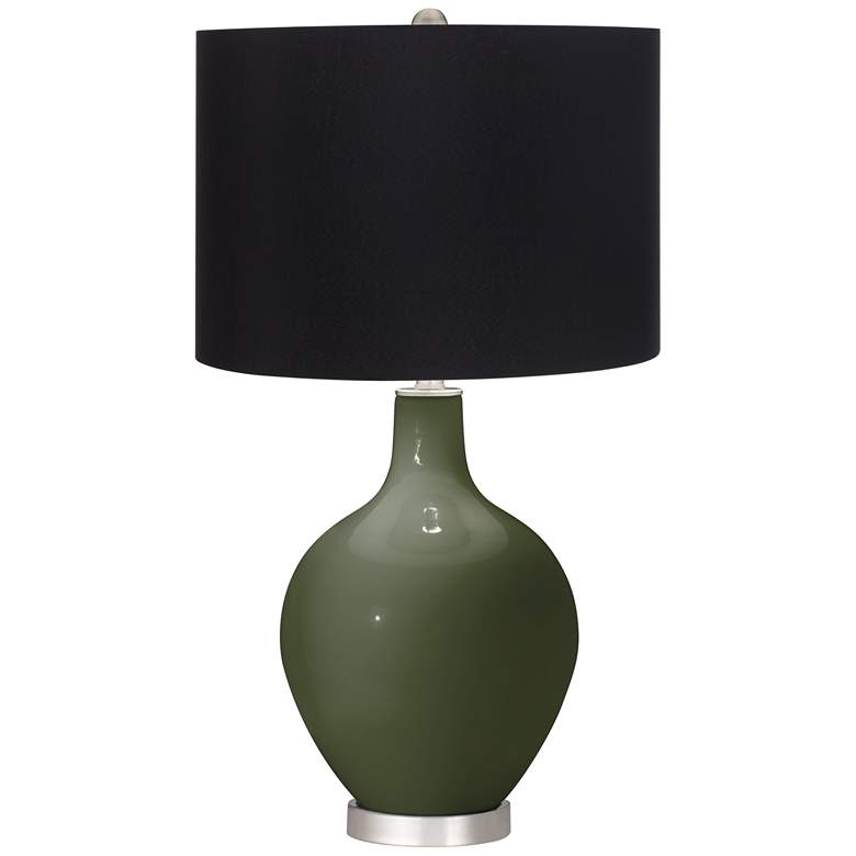 Image 1 Color Plus Ovo 28 1/2" High Black Shade Secret Garden Green Table Lamp