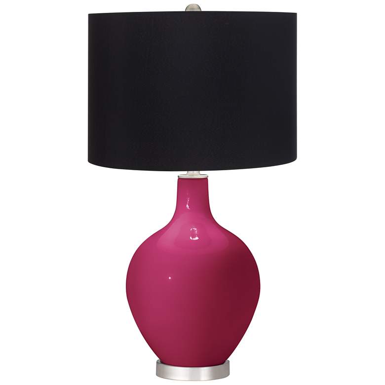 Image 1 Color Plus Ovo 28 1/2" High Black Shade Vivacious Pink Table Lamp