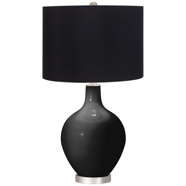 Image 1 Color Plus Ovo 28 1/2" High Black Shade with Tricorn Black Table Lamp