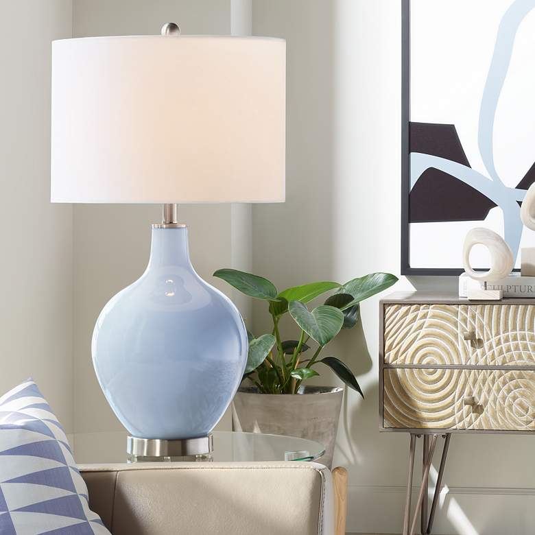 Image 1 Color Plus Ovo 28 1/2" High Blue Sky Glass Table Lamp